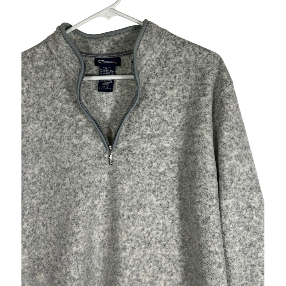 Catalina Womens Quarter Zip Fleece Pullover Tusk Gray Marled Size‎ Large L 12-14 - Picture 2 of 8